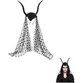 Healifty Halloween Gothic Sheep Horn Headband with Mesh Veil Lightweight Comfortable Hairband for Party Cosplay Performances and Festive Occasions