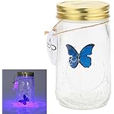 Fangfang LED Lamp Romantic Glass Animated Butterfly Jar Gift Decoration (Blue)