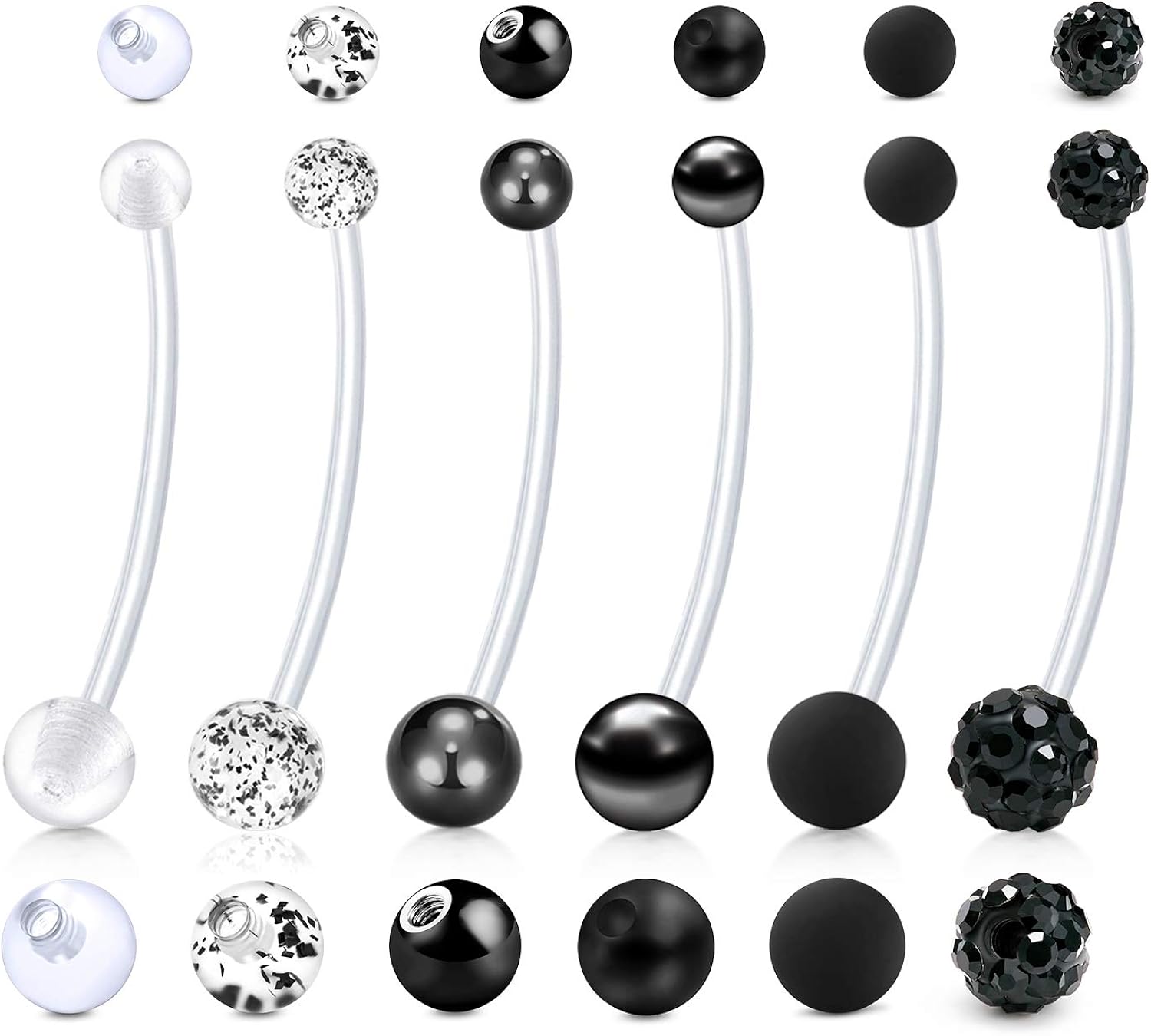 D.Bella 14G Pregnancy Belly Button Rings 38mm Flexible Bioplast