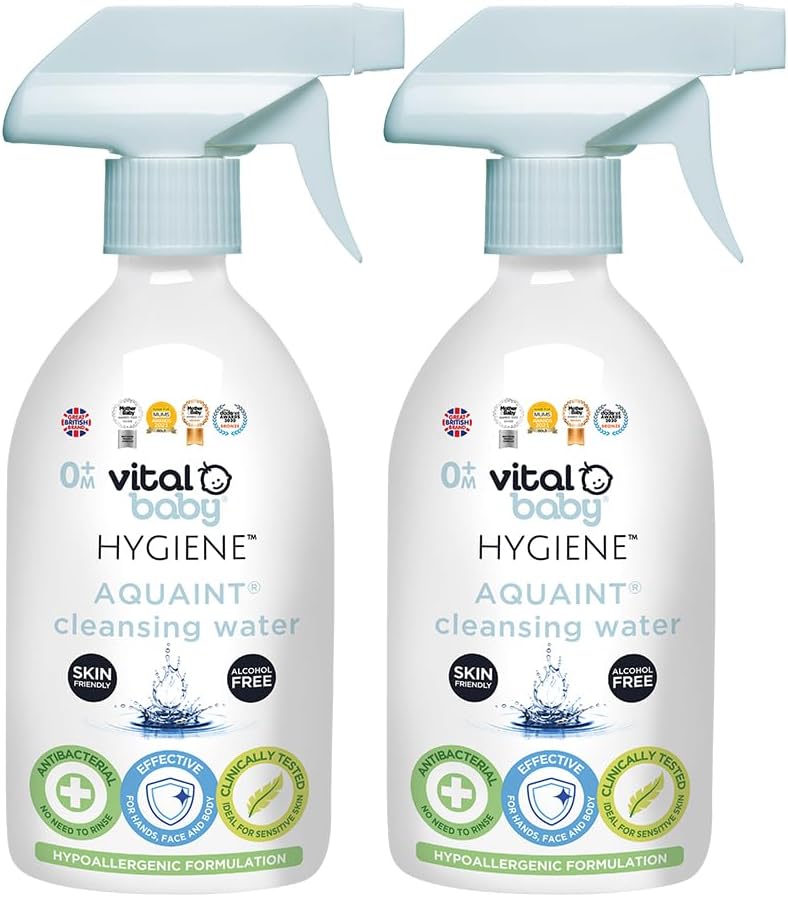 Vital Baby Aquaint Cleansing Water 1L - Hypoallergenic, Alcohol-Free,