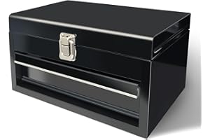 Barphygo Portable Mini Tool Box, Small Tool Drawer Box with Latch Closure, Metal Tool Storage Toolbox Organizer for Garage, Warehouse & Repair Shop