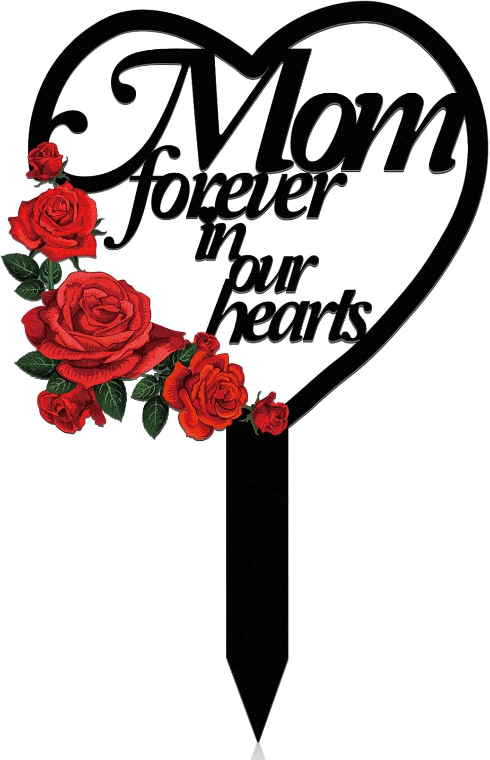 Decorative Garden Stakes - Memorial Stakes Grave Cemetery Decorations Metal Mom Grave Markers Plaque Sympathy Garden Stake Waterproof Cemetery Memorial Signs Decoration for Mom Grave