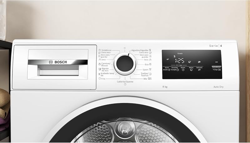 - Secador de bomba de calor, 8 kg, AutoSecagem, Anti-vibração, Branco, WTR83200ES