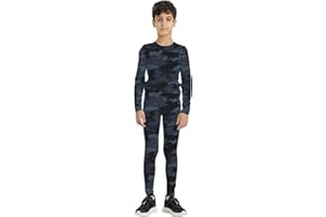 SANKE Youth Boys Football Compression Shirt & Pants Long Sleeve Athletic Shirts Sports Soccer Tights Kids Baselayer Set