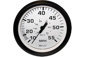 Faria 32909 Euro Speedometer Gauge 4" - White, 55 MPH , Beige
