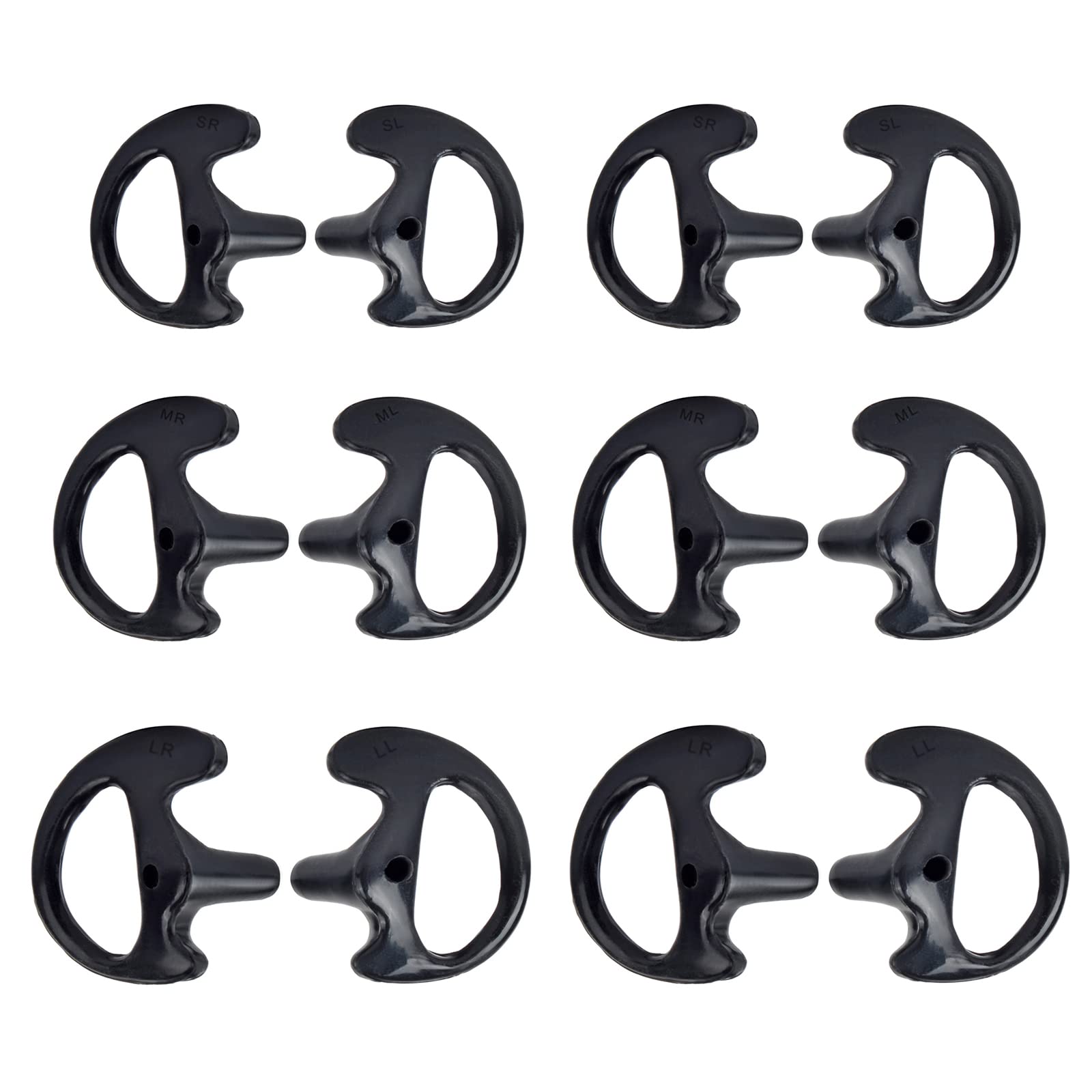 UAYESOK Replacement Earmold Soft Silicone Ear Buds Eartips for Motorola Kenwood Two Way Radio Air Acoustic Coil Tube Walkie Talkie Covert Earpiece Headset (SML*2, Black)