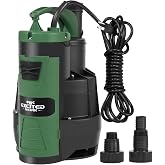 1HP 3500GPH Submersible Sump Pump with Build-in Float Switch | Clean/Dirty Water Pump, Handle, Pool, Pond, Garden, Flooded Cellar, Aquarium and Irrigation (Green)