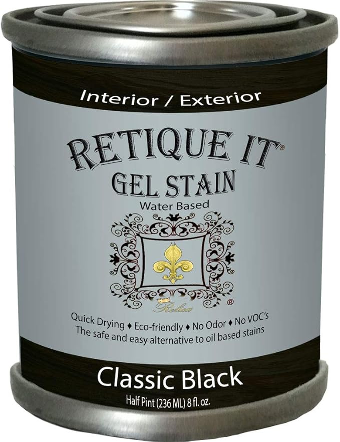 WaterBased Gel Stains by Retique It (8 oz Gel Stain, Classic Black