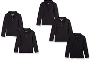 Amazon Essentials Girls and Toddlers' Long-Sleeve Interlock Polo Shirts, Multipacks