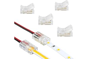 Armacost Lighting White/Single Color 2 Pin LED Wire to Tape Connector for 18, 20 and 22 AWG Gauge Wire - 6 Pack 566020