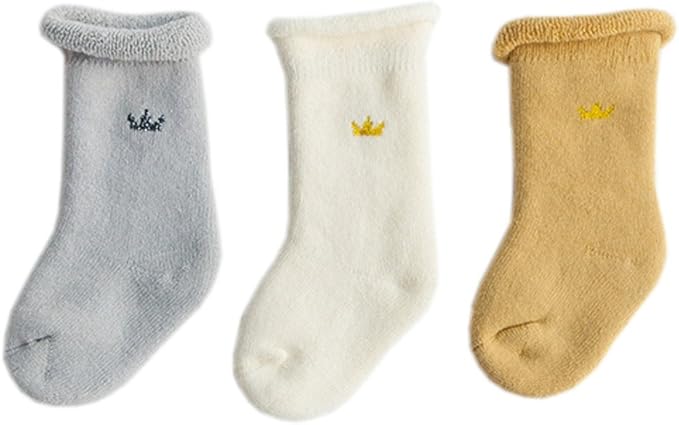 Amazon Co Jp 厚手 ベビー ソックス 新生児 パイル もこもこ 靴下 キッズ 室内 赤ちゃん ３足セット 服 ファッション小物