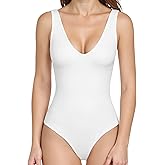 Veugol Women's Deep V Neck Sleeveless Bodysuits Sexy Backless Body Suits Tank Top for Womens Basic Going Out Leotard
