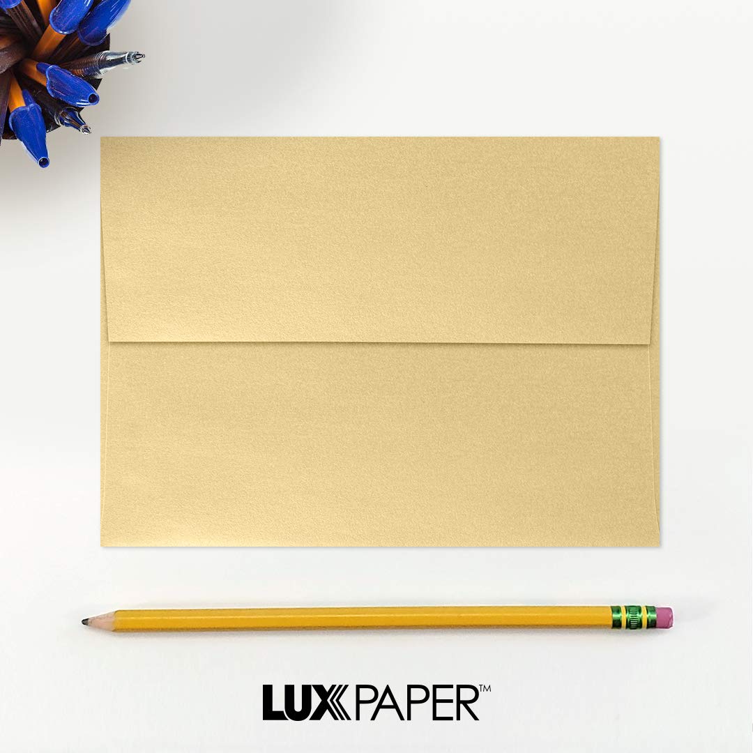 LUX A7 Invitation Envelopes (5 ¼ x 7 ¼) Blonde Gold Metallic (50 Qty