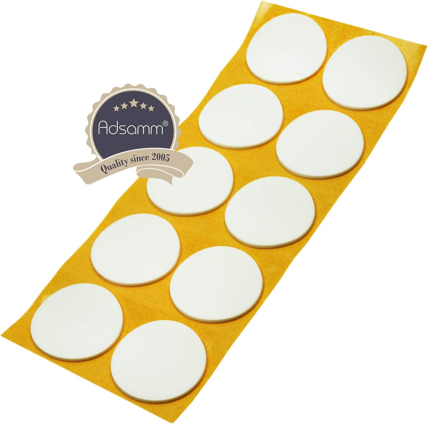 Adsamm® / 10 x self-adhesive anti-slip pads made of EPDM cellular rubber/ø 1.77'' (ø 45 mm) / White/round / 0.098'' (2.5 mm) thick anti-slip glides - Image 3