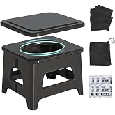 Wanheart Portable Toilet for Adults, Folding Camping &amp; Emergency Toilet | 2.95-inch flat fold, 220 lb support, quick setup, anti-slip feet, waste bags and solidifier included