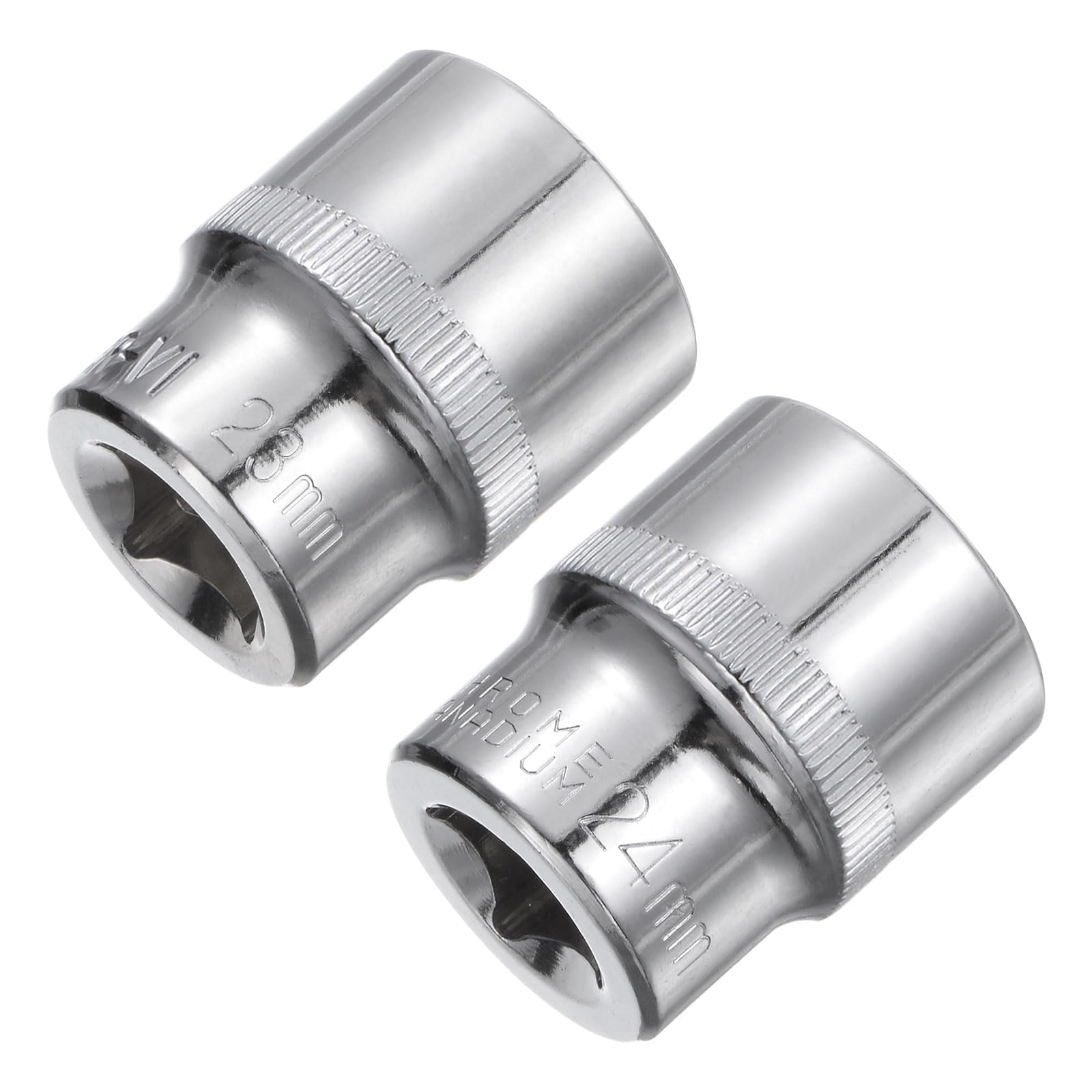 TOP-VIGOR 2Pcs 6-Point Shallow Socket, 1/2" Drive 23mm 24mm Shallow Socket Cr-V Drive Socket Metric Socket for DIY Hand-Making Repair Automotive for Auto Repairing and Household