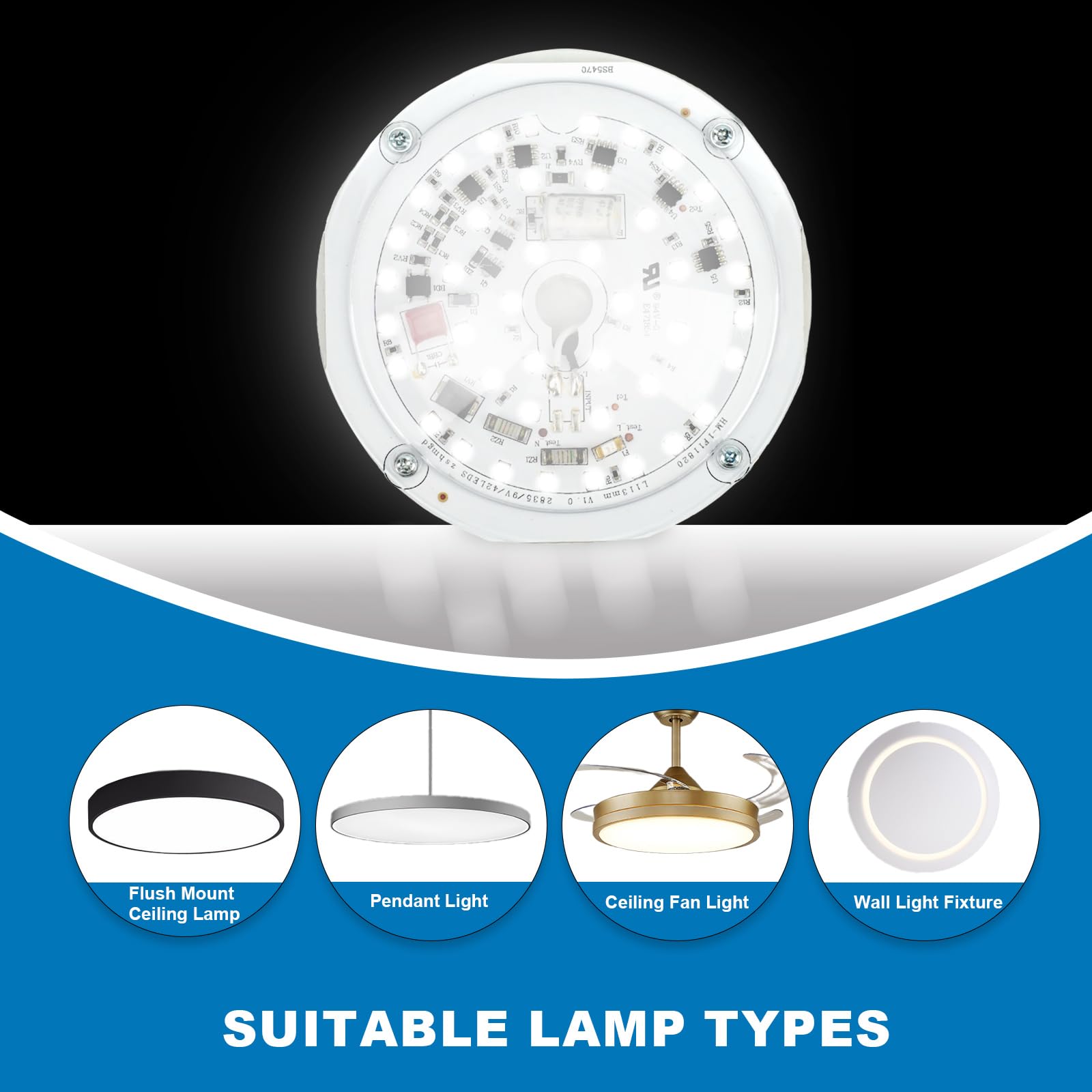 2 Pack LED Ceiling Fan Light Replacement Kit, Retrofit for Ceiling Lights, 15W 120V 5000K CRI90, Dimmable Engine for Pendant, Lantern