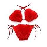 ZOSCGJMY Women's Faux Fur Halter String Triangle
