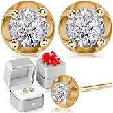 Lab Grown Diamond Earrings for Women in 925 Sterling Silver with Gold/Platinum Plated - Diamond Studs - 0.20 ctw, I2 Clarity Wedding Anniversary Jewelry Birthday Christmas Gifts for Womens