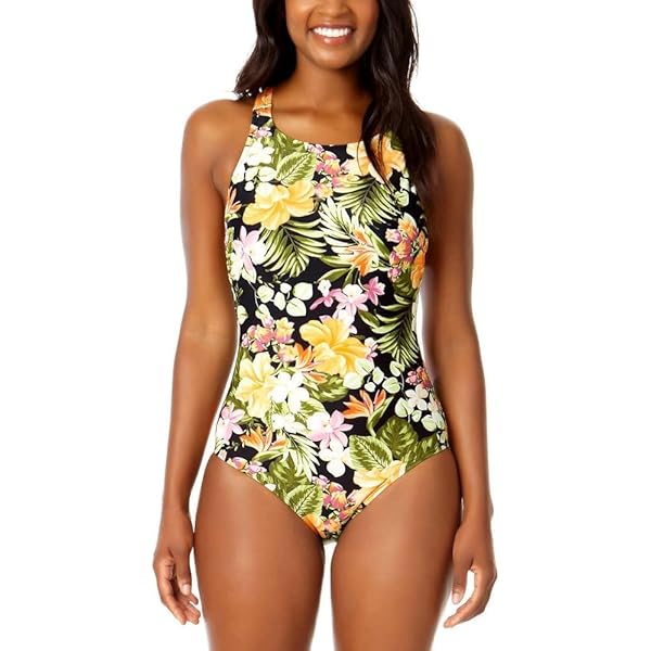 Haru　Hurley×SRL Back open swim op • M Hurley Women's UPF 50+ Sun Protection Floral One Piece Swimsuit