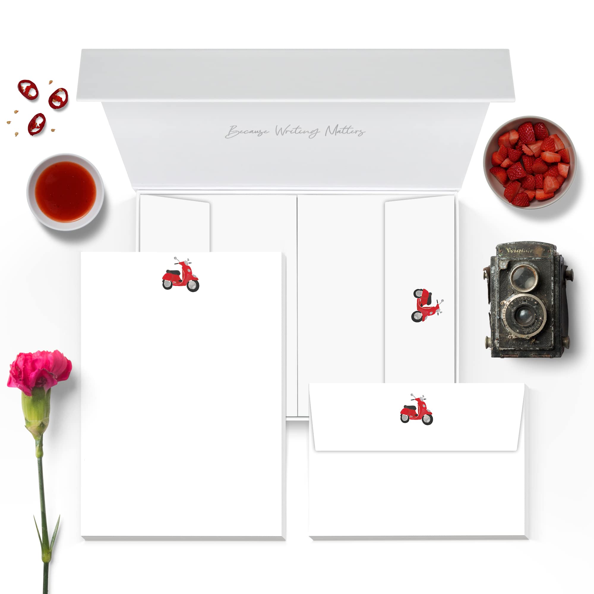 Me Loovely Italian Scooter Letter Writing Paper and Envelopes Set A5 Size Letters Papers Stationery Supplies for School Home & Office | Christmas Gifts (Pack of 20 with Gift Box)