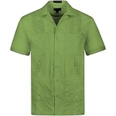 OmegaTux Cuban Guayabera Short Sleeve Shirt, Wedding Cigar Beach Bartender Casual