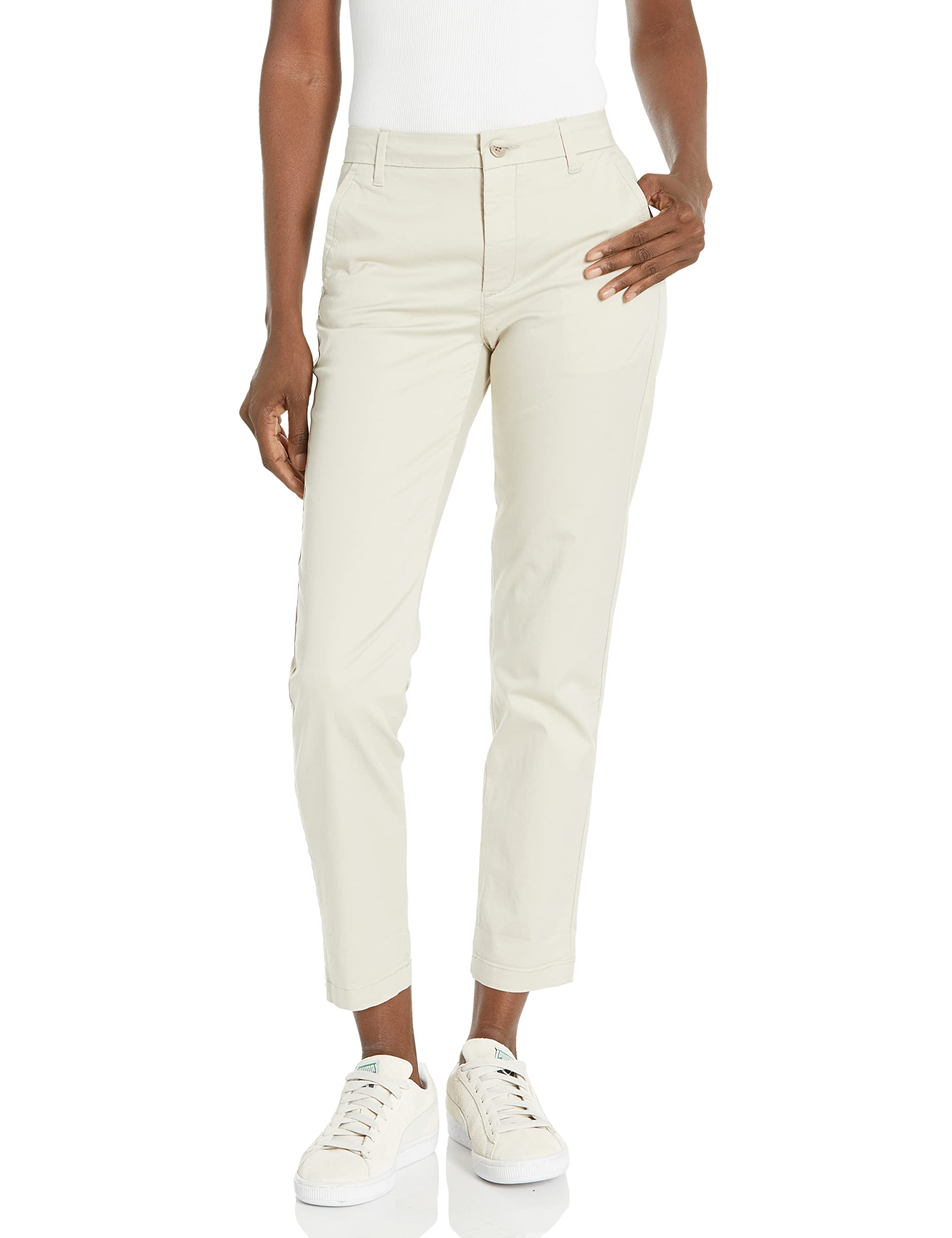 Dockers Women’s Slim Fit Weekend Chino Pants, Sahara Khaki, 33