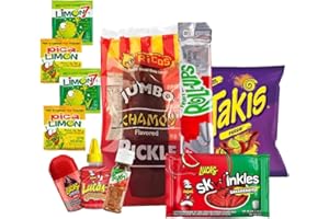 Fountain City Fulfillment Chamoy Pickle Kit - Chamoy Pickle Set with Ricos Pickle, Takis Fuego Rolled Tortilla Chips, Fruit Roll-Up, Lucas Swinkles Salsaghetti Mexican Candy Strings, Lucas Chamoy Powder, Lucas Chamoy Gusano, Mini Tajin and Limon Packets