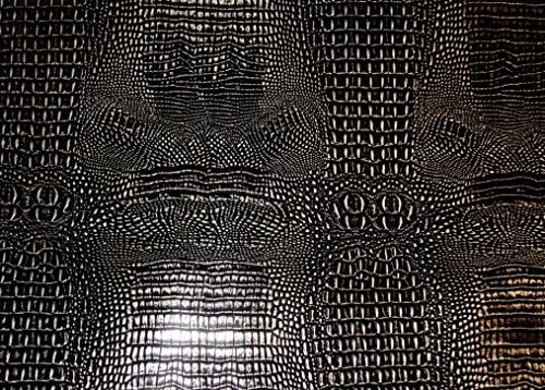 Black Silver Glossy 2 Tone Gator Heavy Duty PVC Vinyl Fabric Sold By The Yard