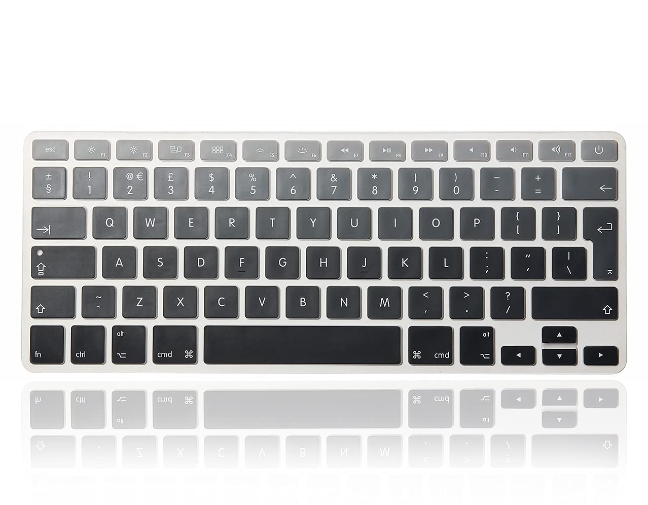 XHLWZR English Language Silicone Keyboard Cover Skin for MacBook Air 13" A1369/A1466,for MacBook Pro 13" 15" 17" (2015 or Older Version),European Layout EU/UK Protective Skin,Gradient Gray