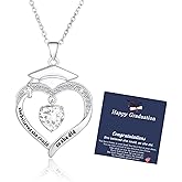 Fervia Graduation Gifts for Her Girls 2025 Birthstone CZ Heart Pendant Necklace Class of 2025 College Graduation Friendship Gifts for Her