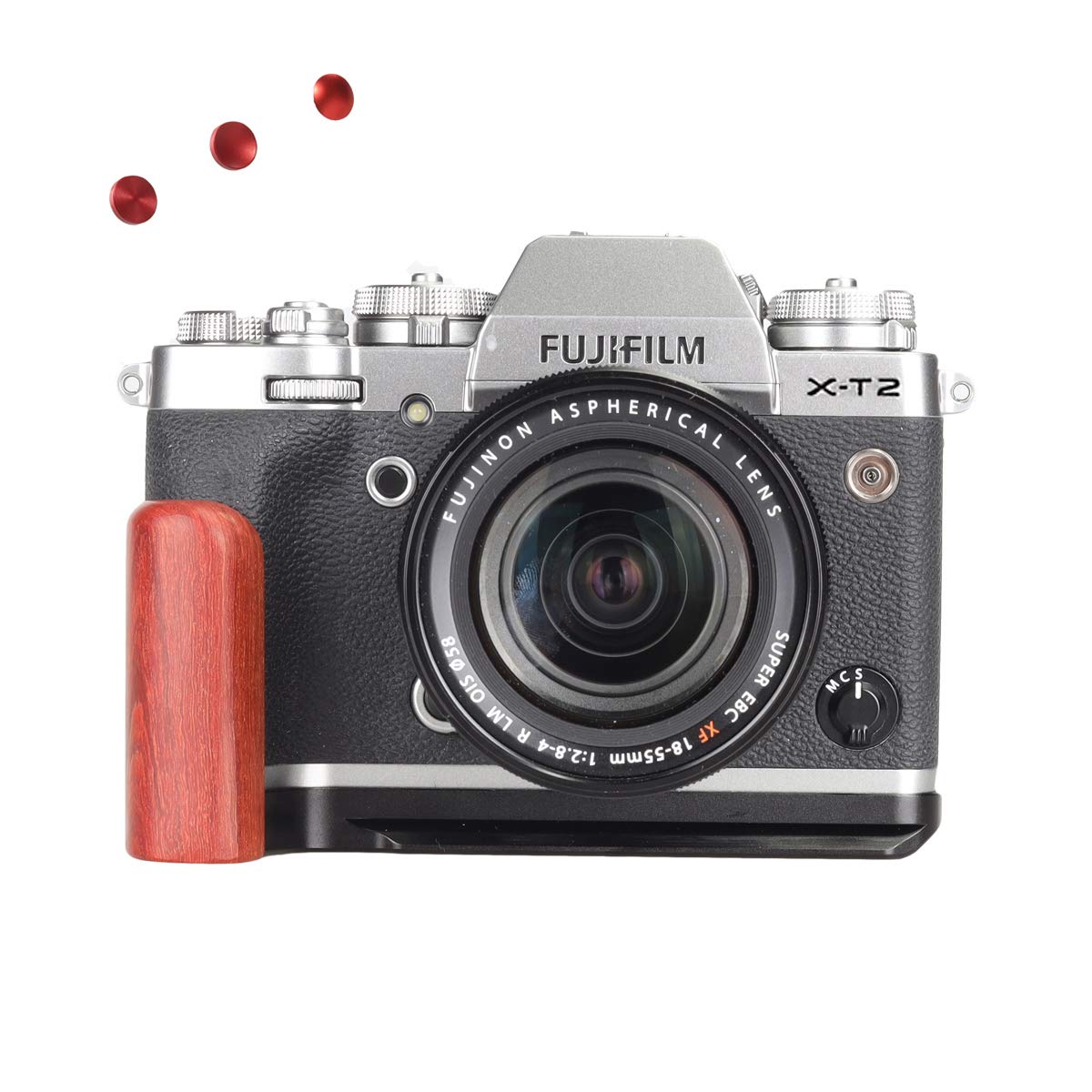 WEPOTO XT2-R Handgrip L-Shape Grip with Quick Release Plate for Arca,Wood Side Handle,Compatible with Fujifilm X-T2 Camera -GP-X-T2-R