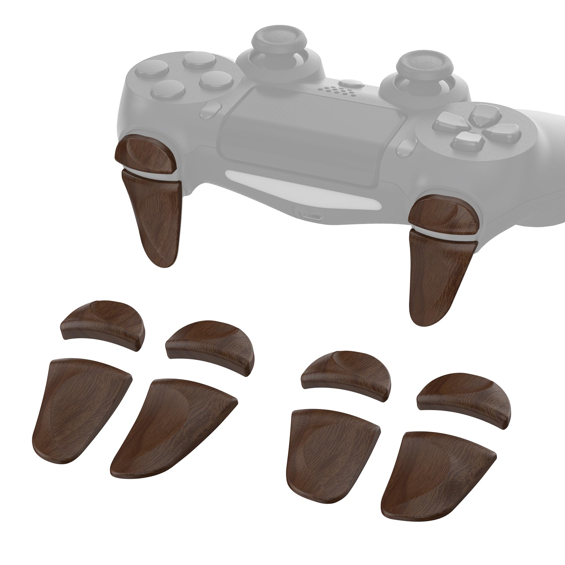 PlayVital 2 Pair Shoulder Buttons Extension Triggers for PS4 All Model Controller, Game Improvement Adjusters Bumper Trigger Extenders for PS4 Slim Pro Controller - Wood Grain