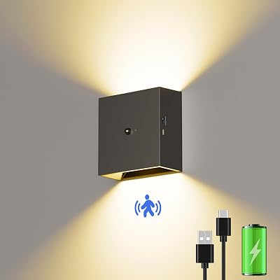 Suright LED Wall Light with Motion Sensor 3000K 2000mAh Type-C Black
