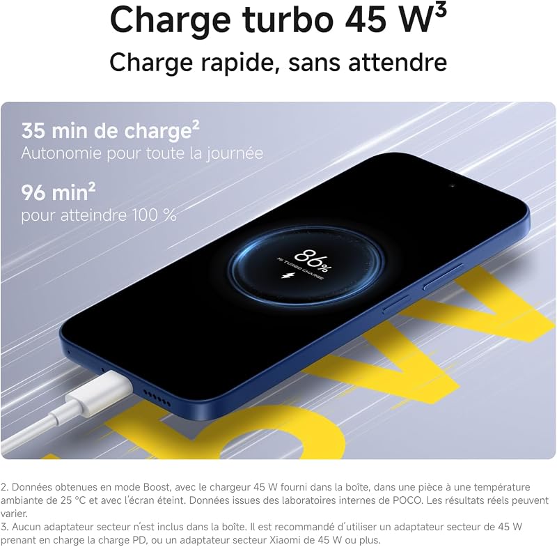 POCO C95 Pro, Smartphone 8+256 Go, Bleu, Batterie 7 500 mAh, Charge 45 W