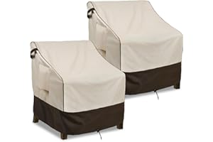 BRIVIC Patio Furniture Covers Waterproof for Chair, Outdoor Lawn Chair Covers Fits up to 33W x 34D x 31H inches(2Pack), White & Brown