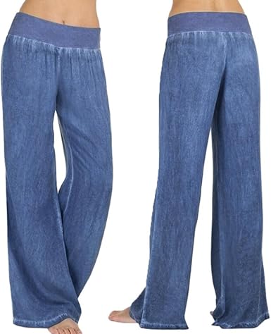 Denim palazzo pants amazon Clearance