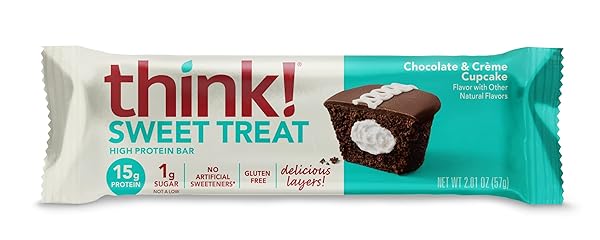 THINK! PROTEIN BARS, HIGH PROTEIN SNACKS, GLUTEN FREE, KOSHER FRIENDLY, SWEET TREAT, CHOCOLATE & CREME CUPCAKE, 10 COUNT