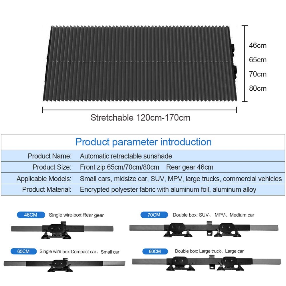 LOCEN Car Retractable Windshield Visor Shutter Blinds,Car Sun Shades Cover, Front Window SUV Protector for Universal Motor Vehicles