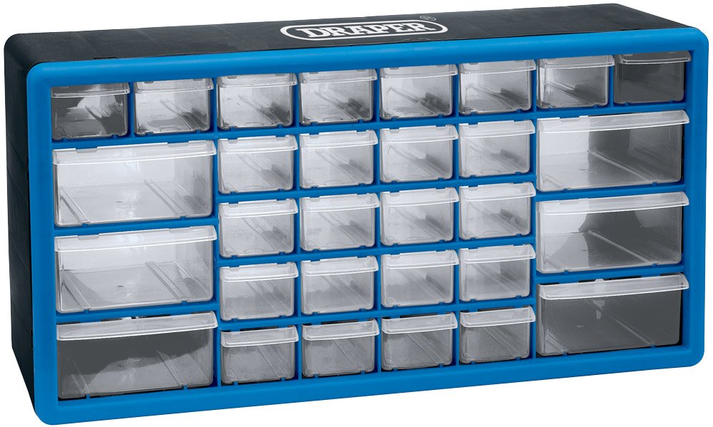 Draper 12015 Plastic Organiser with 30 Drawer, 500mm x 160mm x 255mm