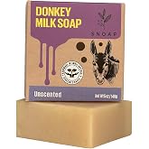 SNOAP Unscented Soap Bar with Donkey Milk &ndash; Gentle, Fragrance-Free, Natural and Organic Ingredients for Face &amp; Body, 5 oz
