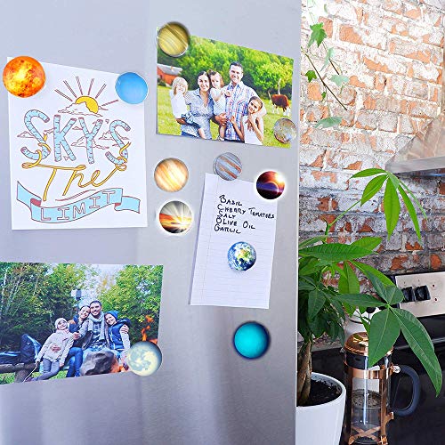 18pcs Refrigerator Magnets,Beautiful Glass Planetary Fridge Magnets,1.18 inches Diameter Round Fridge Stickers,Practical Office Magnets,Calendar Magnet,Whiteboard Magnets,Prefect Decorative