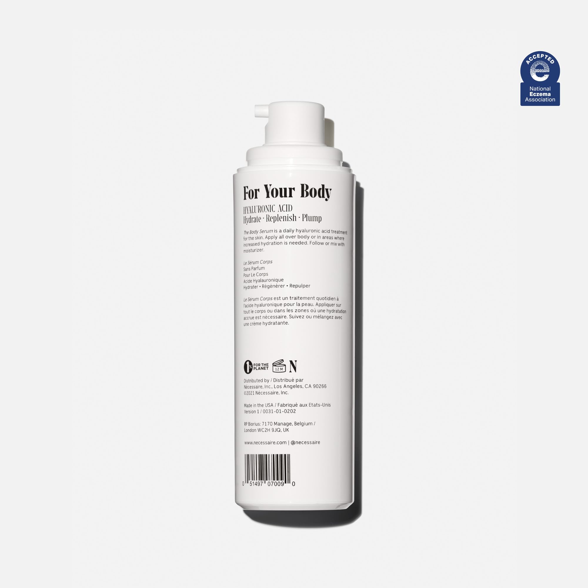 Nécessaire The Body Serum - Hydrating Serum With Hyaluronic Acid, Niacinamide + Ceramides. Dermatologist-Tested. Hypoallergenic. Approved By The National Eczema Association. 150 ml / 5.1 fl oz.