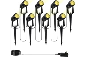 SUNTHIN Outdoor Landscape Lighting, 8 Pack LED Spot Lights Kit for Garden, Yard, House, Lawn, Tree, Flags, Fence Use, Warm White, IP65 Waterproof