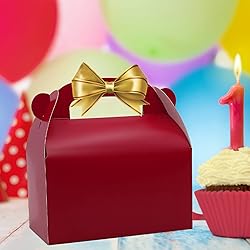 Oletx 30Pcs Dark Red Party Favor Gift Box, Gable