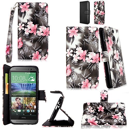 Cellularvilla-Wallet-Case-for-HTC-One-M8-Pu-Leather-Wallet-Card-Flip-Open-Pocket-Case-Cover-Pouch-Black-Pink-F