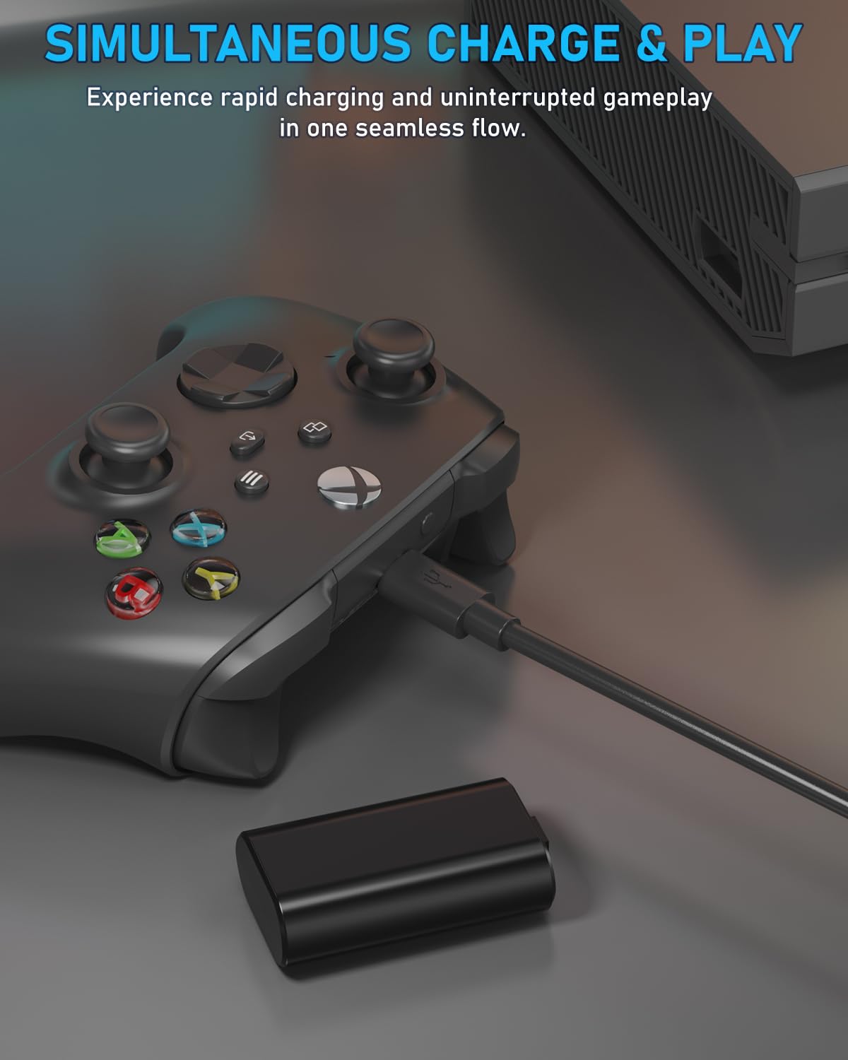 Wzygdzsw 2×6660mWh Rechargeable Battery Pack for Xbox Series X/S & One/One S/One X/Elite Controllers, Overcharge/Short-Circuit Protection | Play & Charge Simultaneously, FCC/CE Certified