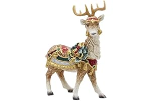 Fitz and Floyd Noel Holiday Standing Deer Ceramic Candle Holder Figurine, 10.25 inch