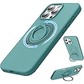 SURPHY 360° Magnetic Stand for iPhone 16 Pro Max Case with Finger Ring, Compatible with MagSafe, Ring Stand and Finger Ring Phone Case for 16 Pro Max 6.9 inch 2024, Green