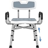 BRITULIF Shower Chair with Arms and Back for Inside Shower, 550 lb Capacity | Tool-Free 4-Step Assembly, Waterproof EVA Cushions, 5 Height Settings, Fast Drainage, Rust-Resistant Frame